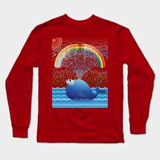 Whale blows water Long Sleeve T-Shirt